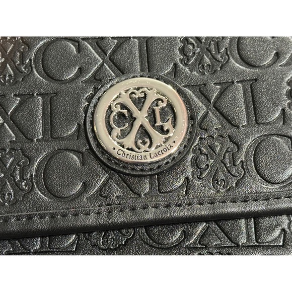 Christian Lacroix CXL Embossed Monogram Black Leather Shoulder Crossbody Bag - Picture 2 of 13